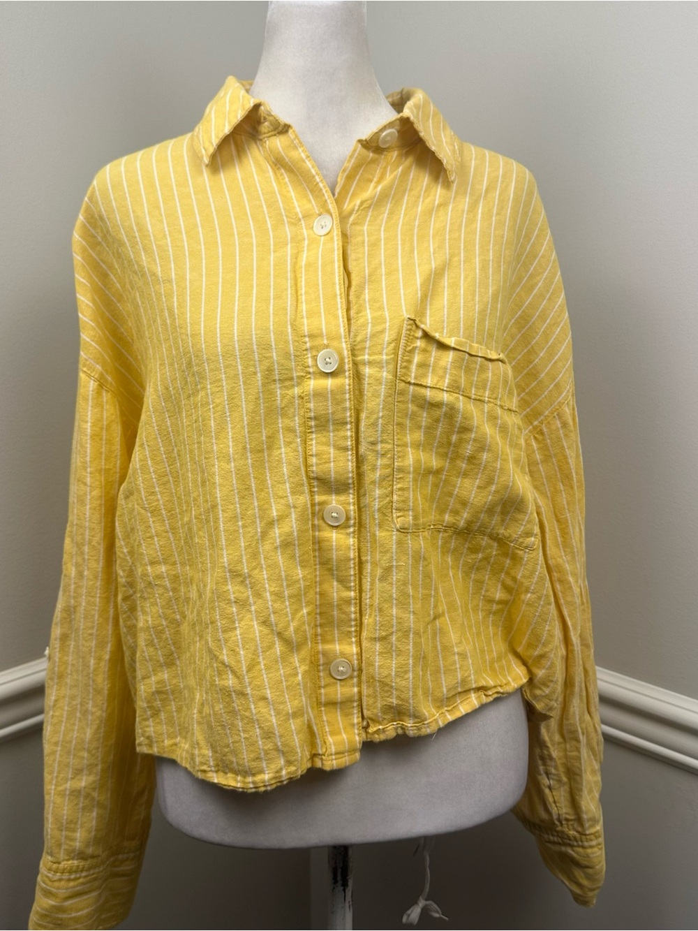 Madewell Yellow Striped Button-Down Shirt M